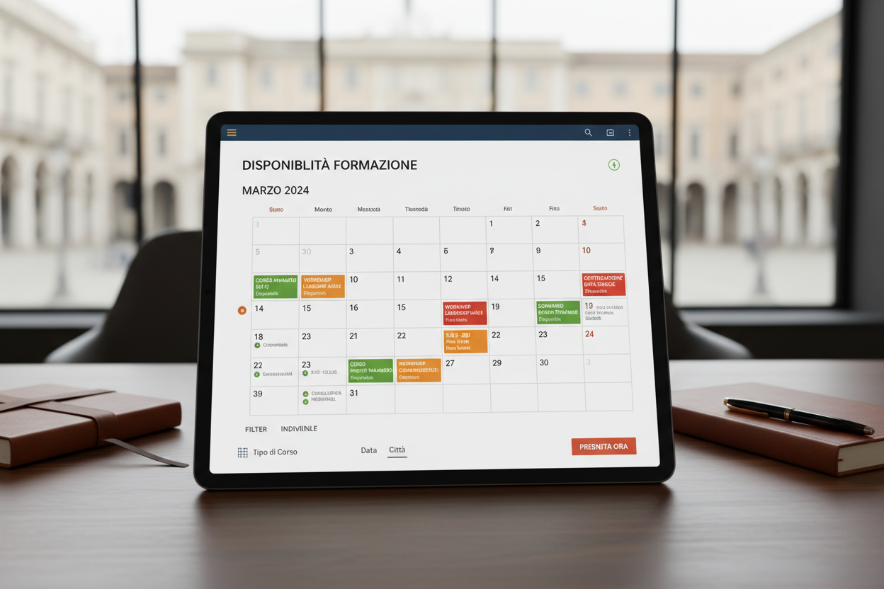 Sale di formazioni disponibili a modi calendario
